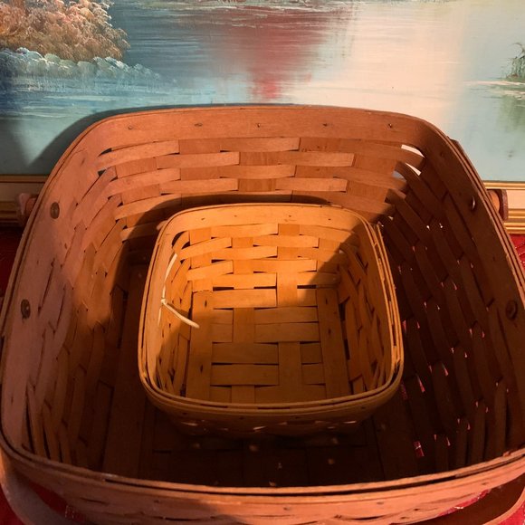 Bundle 𝅺2 Longaberger 1996 Handwoven Large/Small Square Baskets   12'' - Picture 16 of 16